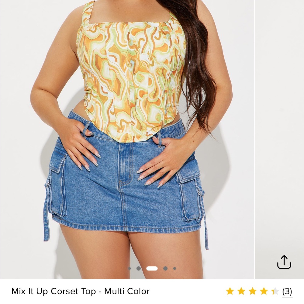 Fashion Nova Swirl Corset Bodysuit - Yellow and Orange